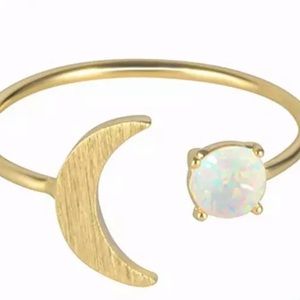 Dainty Thin Moon Ring Dipped In Gold...